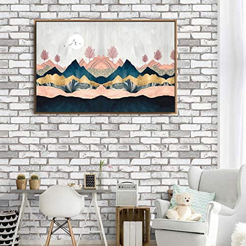 Abstract Mountain Nature Scenery Framed Canvas Wall Art - 24x36 Inch Home Decor for Living Room & Bedroom | Perfect for Modern Interior Design & Housewarming Gifts