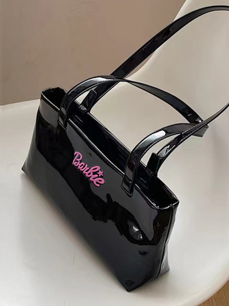 Barbie Girl Shiny Shoulder Bag - Trendy 2022 Designer Handbag for Women, Fashionable Underarm Baguette & Shopping Tote - Perfect for Parties, Dating & Daily Use