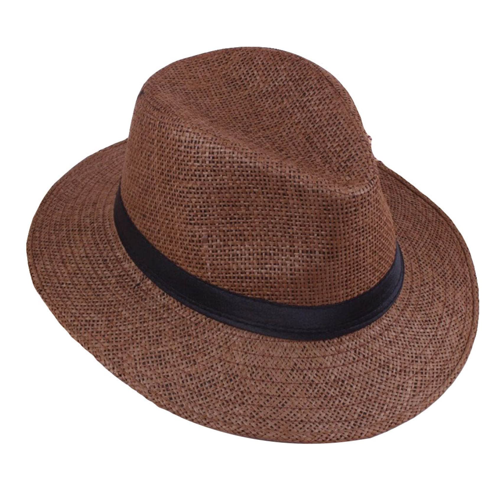 Stylish Wide Brim Straw Panama Hat for Men - Summer Beach Sun Hat with Black Ribbon - Perfect for Vacations, Outdoor Activities & Fashion Accessories