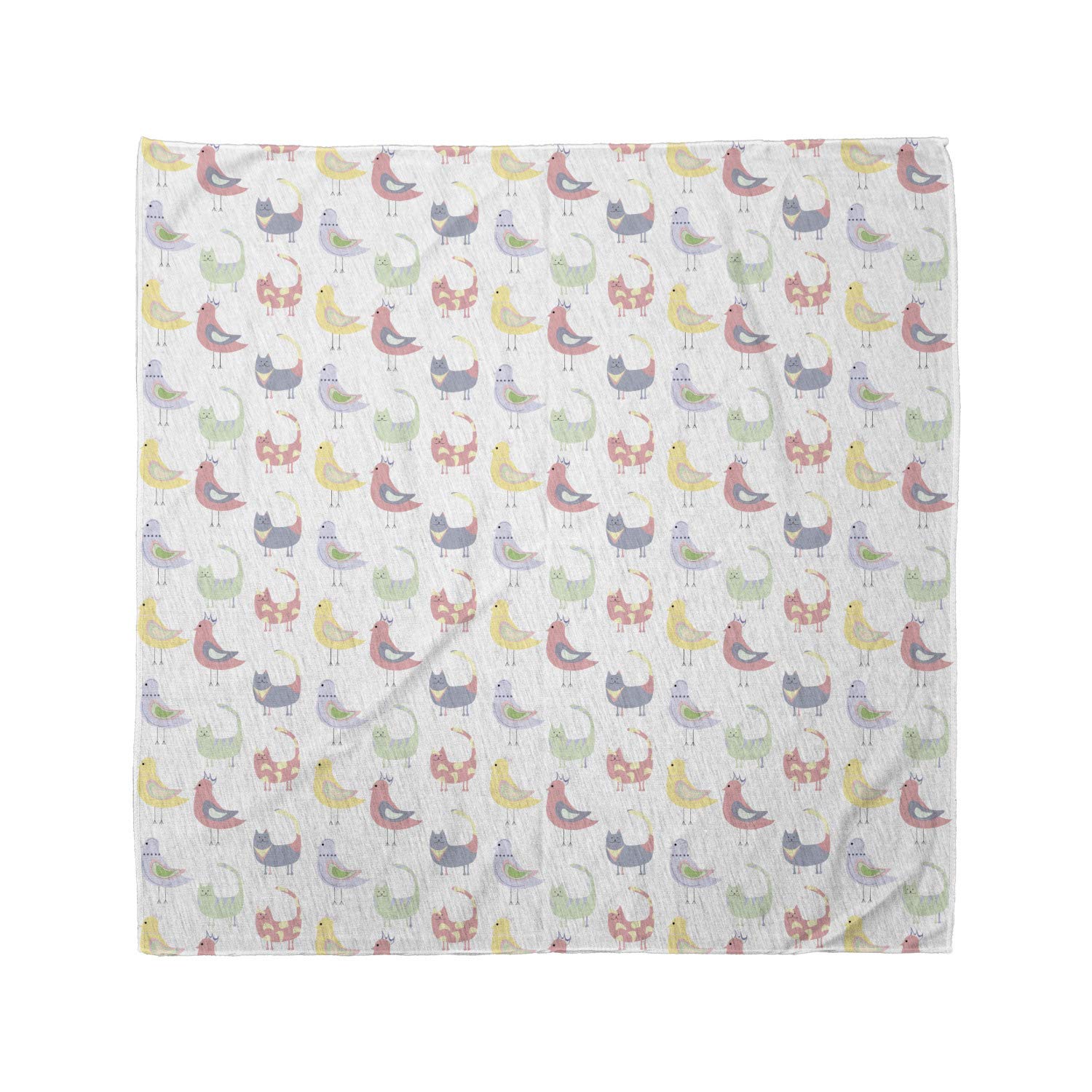 Ambesonne Pastel Cartoon Animal Print Bandana - Unisex Head Scarf & Neck Tie for Men Women - Perfect for Outdoor Activities, Music Festivals, and Pet Accessories
