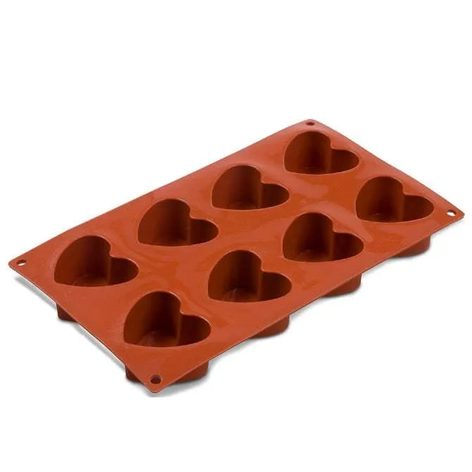 Non-Stick Orange Heart-Shaped Pancake Pan - 8 Heart Cavities for Valentine's Day Breakfast, Romantic Dinners & Special Occasions