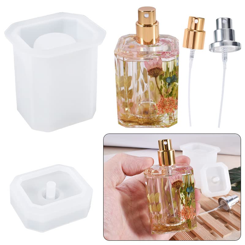 Premium Yalulu Silicone Resin Molds for Spray Bottles & Perfume Containers - Epoxy Casting Molds for DIY Toiletries, Storage Dispensers & Cosmetic Bottles (Silver) - Perfect for Crafting, Home Decor & Gift Making