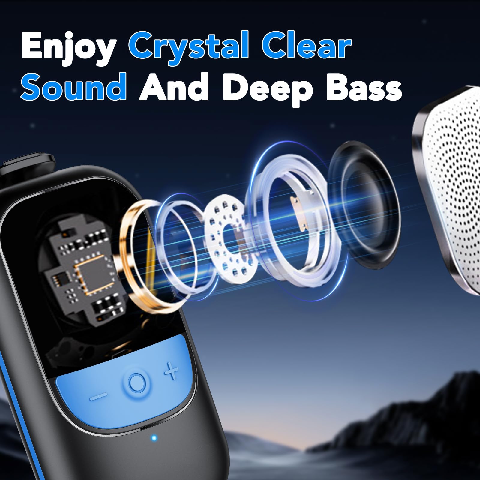 Mini Bluetooth Speaker with Built-in Mic, 15H Playtime, IP67 Waterproof, Hands-Free Call, Wireless Portable Speaker for Hiking, Biking, Camping, Travel, Pool Parties, Gifts for Women & Men