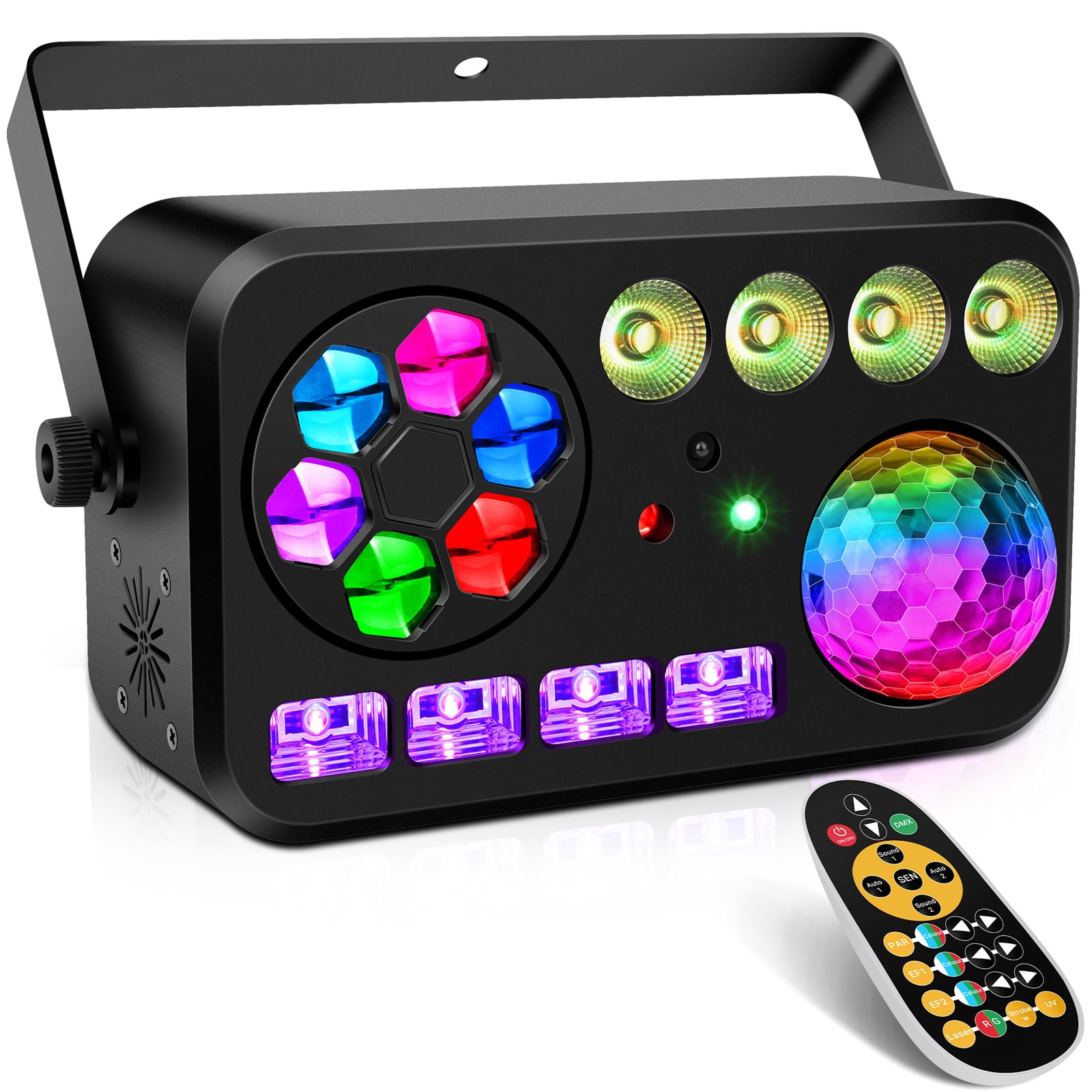 100W 5-in-1 DJ Party Light with Sound Activation & DMX Control | Multi-Effect Magic Ball Bee Eye Stage Lighting for Wedding, Disco, Club, Bar & Dance Events | Perfect for Live Shows, Music Performances & Nightlife Entertainment