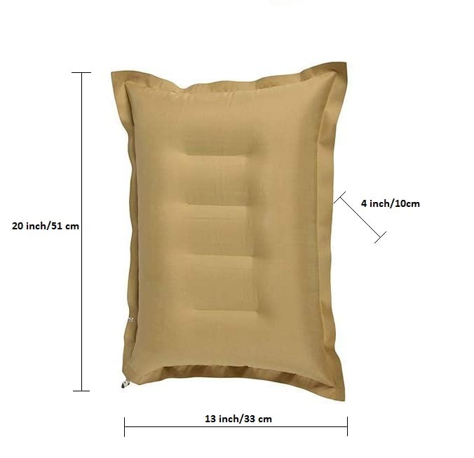 RAV Soft Fabric Travel Pillow for Neck Support - Pack of 1, Brown Air Pillow for Airplane, Car & Office Use - Comfortable Sleeping Aid for Travelers