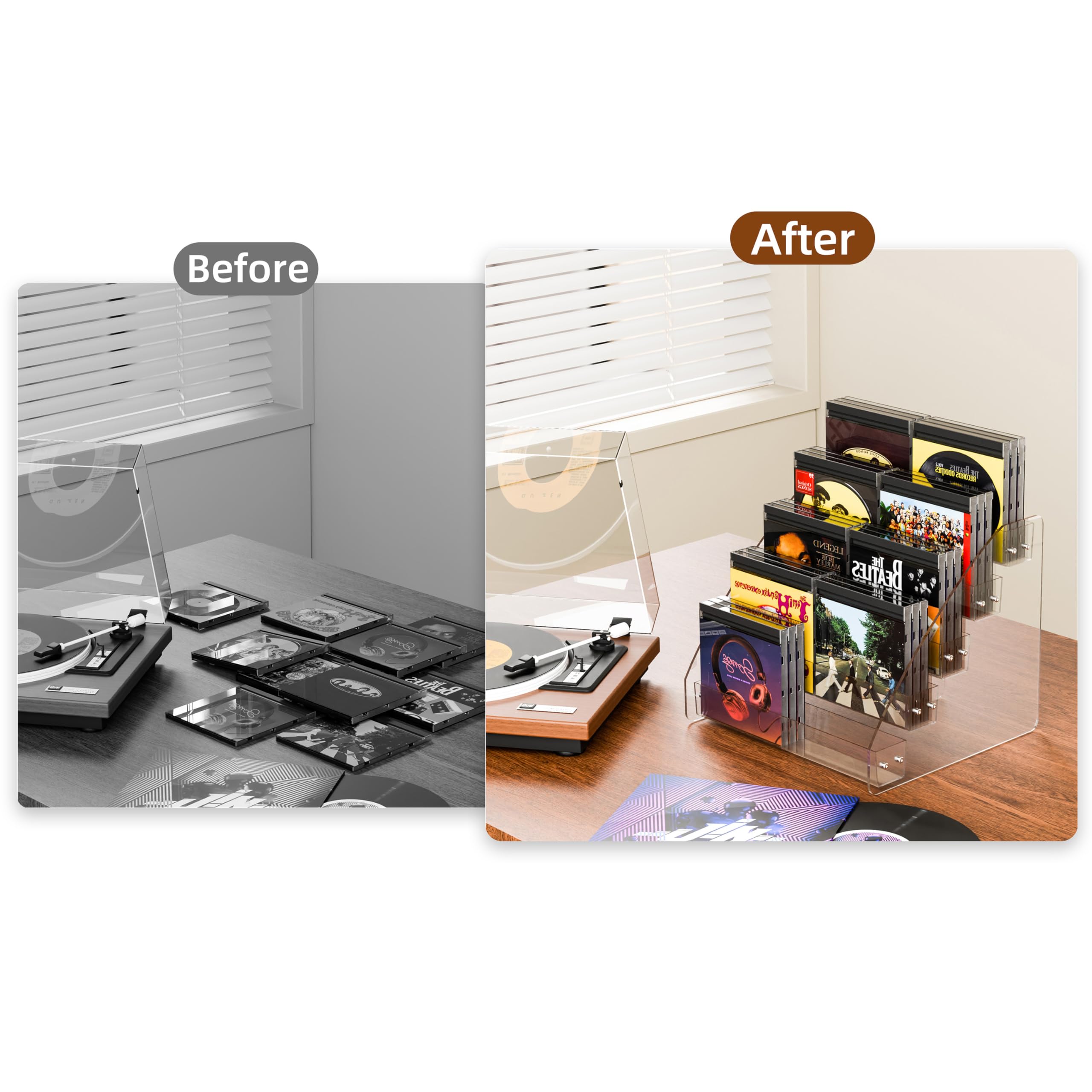 5-Tier Clear Acrylic CD Holder Organizer - Holds 30 Standard DVDs & CDs - Compact Media Storage Rack for Home, Office & Music Studio Organization