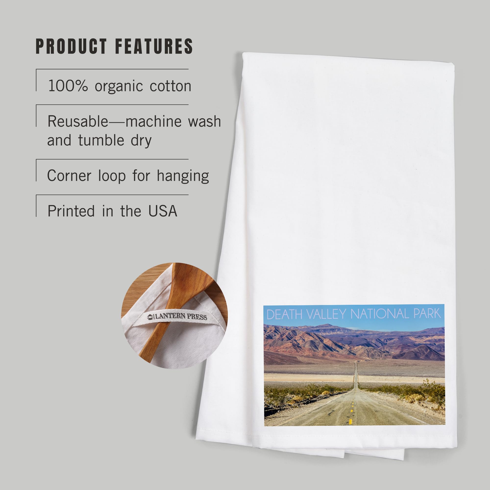 Lantern Press Death Valley National Park Cotton Tea Towel - 100% Cotton Decorative Hand Towel for Kitchen & Home Decor - Perfect for Gifts, Dish Drying, and Farmhouse Style Decor