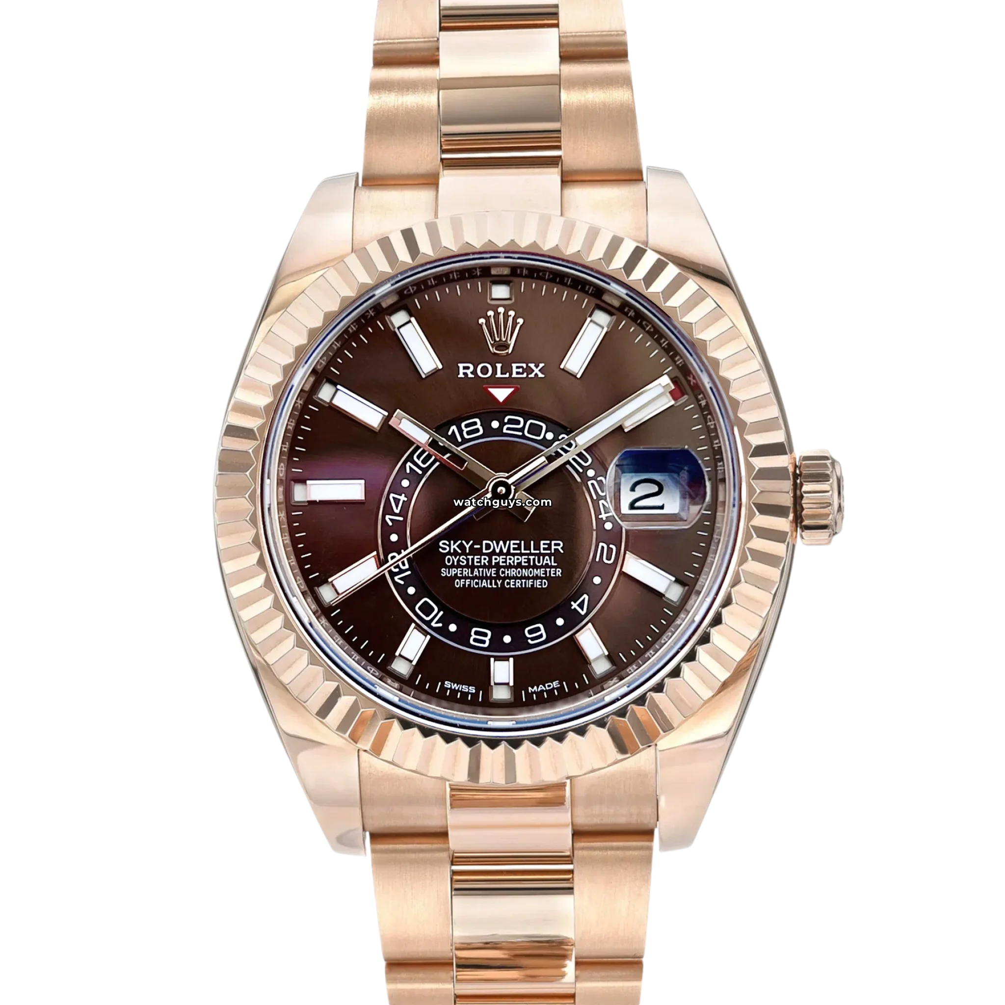 Rolex Sky-Dweller 326935 Men's Luxury Watch - 18k Everose Gold, Chocolate Dial, Automatic Movement - Perfect for Business, Travel & Special Occasions