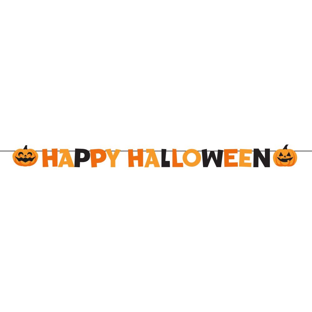 Happy Halloween Prestrung Ribbon Banner - Party Decorations for Halloween, Fall Festivals & Home Decor - Perfect for Indoor and Outdoor Halloween Party Decor