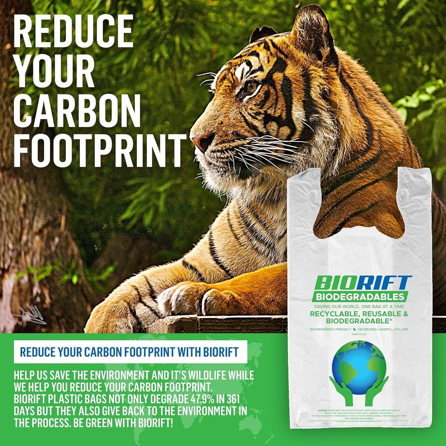 Eco-Friendly Biodegradable Thank You Bags - 1000 Pack Bulk | Extra Thick & Durable Reusable Shopping Bags | 100% Compostable for Grocery, Restaurant & Supermarket Use | 12” x 6.5” x 22” Plastic-Free Bulk Bags | Perfect for Retail Stores, Takeout Orders & Eco-Conscious Shoppers