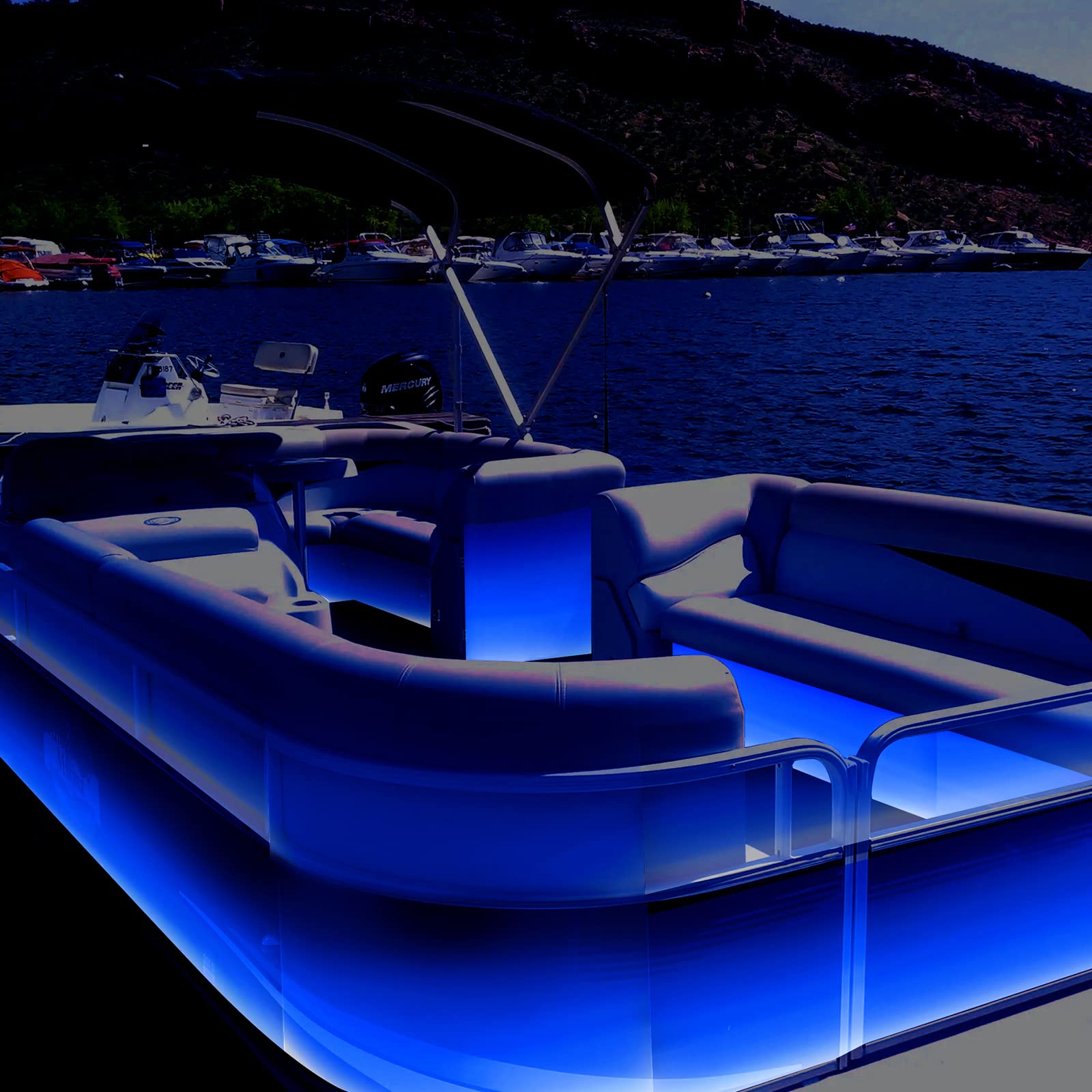 50ft Marine LED Strip Lights 12V Waterproof - Blue Pontoon Boat Lights for Deck, Interior, Kayak, Jon Boat, Bass & Fishing Boats | Perfect for Night Fishing, Party Lighting & Watercraft Decoration