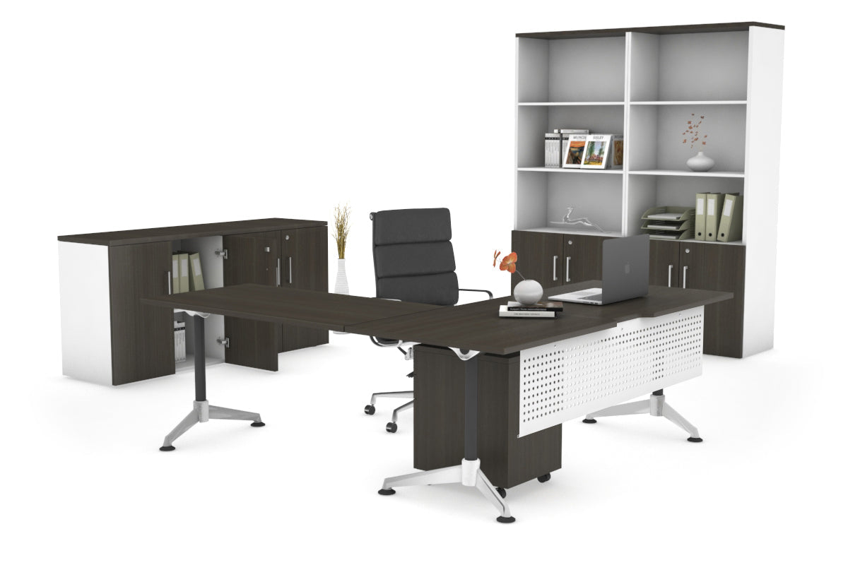 Premium L-Shaped Corner Executive Office Desk - Blackjack [1800L x 1800W with Cable Management] for Home Office & Workspace Setup