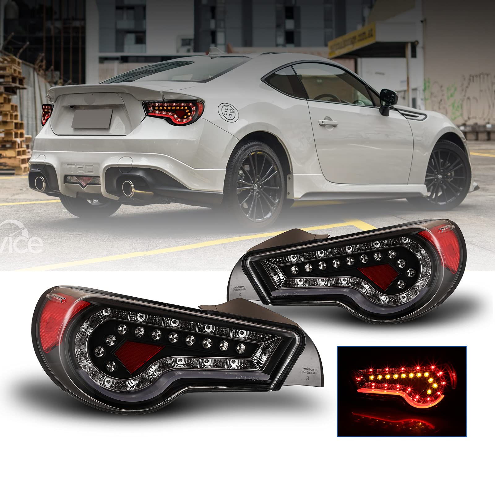WOLFSTORM LED Tail Lights for 2013-2017 Subaru BRZ, 2013-2016 Scion FRS & 2017 Toyota 86 - Direct Fit Replacement Assembly (Clear Lens) - Enhance Night Visibility & Style for Street Racing & Custom Builds