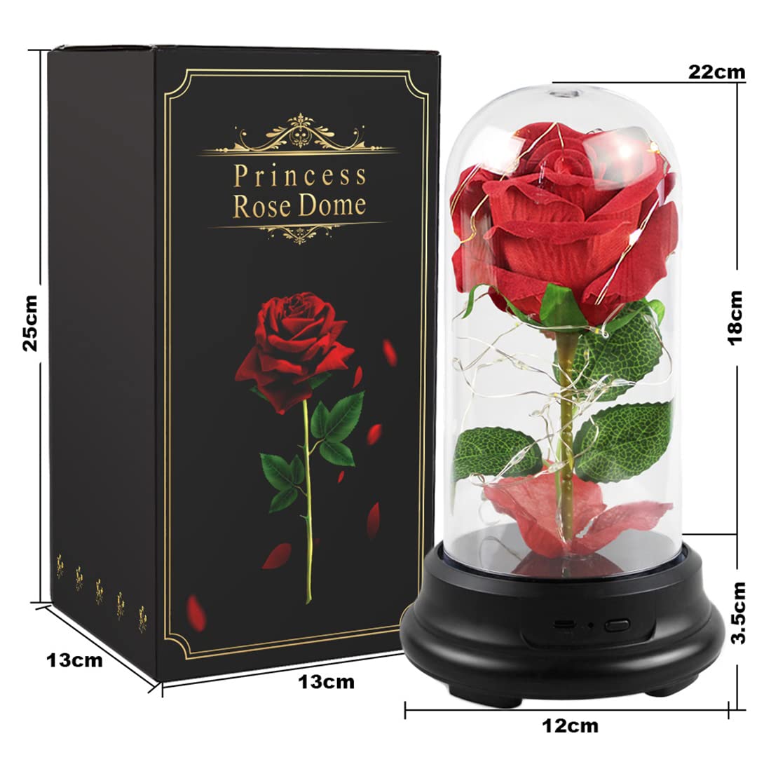Personalized Photo Eternal Rose Night Light - Custom LED Rose in Glass Dome with Picture, Romantic Bedroom Decor for Valentine's Day, Christmas, Anniversary - Perfect Gift for Wife, Girlfriend, Mom (Home Decor, Wedding Present, Birthday Surprise)
