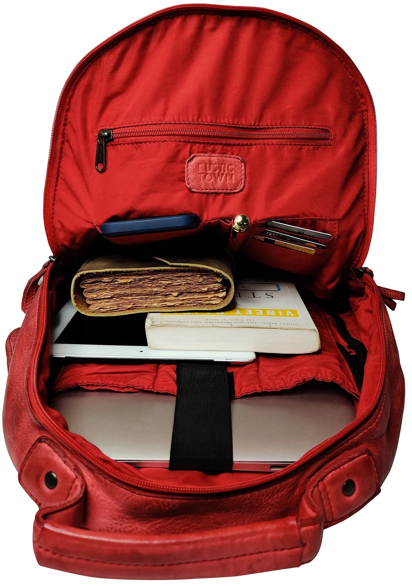 Premium Genuine Leather Laptop Backpack for Women - Cherry Red - 15.6 Inch Business Travel & Work Commuter Bag - Stylish Office & College Backpack for Professionals & Students