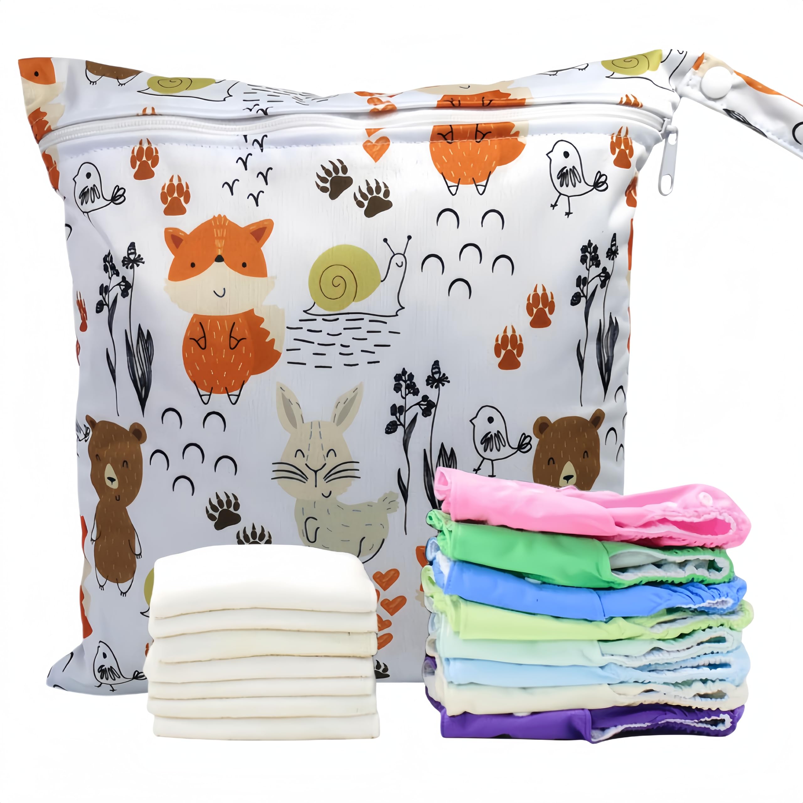 Waterproof Wet Dry Bag 2-Pack - Reusable Baby Diaper Wet Bag, Washable & Leakproof Wet Clothes Bag with Handle for Swimming, Daycare, Travel & Laundry Storage