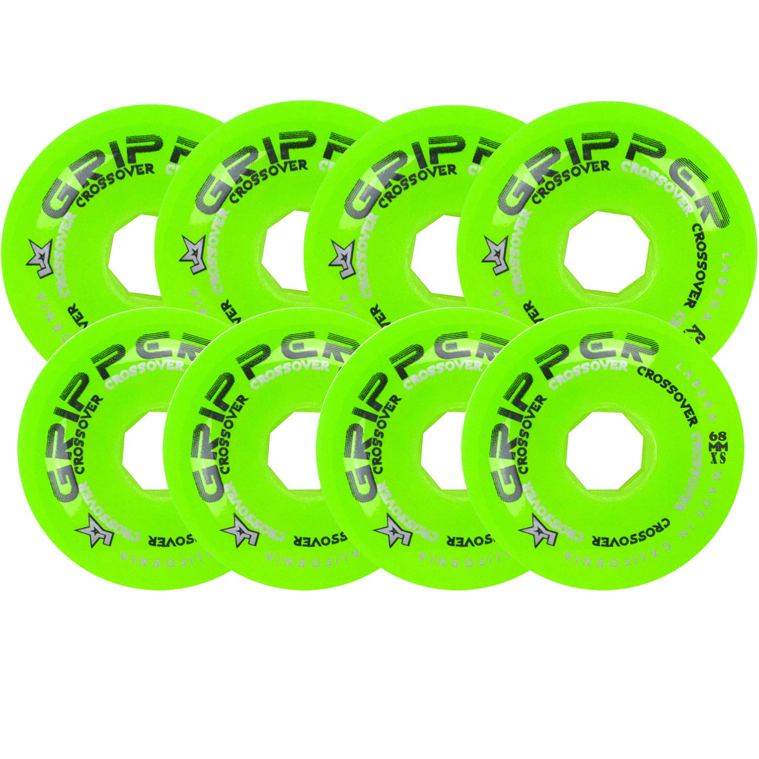 Labeda Roller Hockey Wheels Gripper Crossover Set of 8 - Premium Performance Wheels for Roller Skates & Inline Skates - Choose Color/Size - Perfect for Indoor & Outdoor Hockey Games, Training & Recreational Skating
