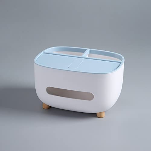 Blue Tissue Box Holder - Multifunctional Napkin & Stationery Storage Organizer for Living Room, Home & Office - Perfect for Desk, Bathroom & Kitchen Organization