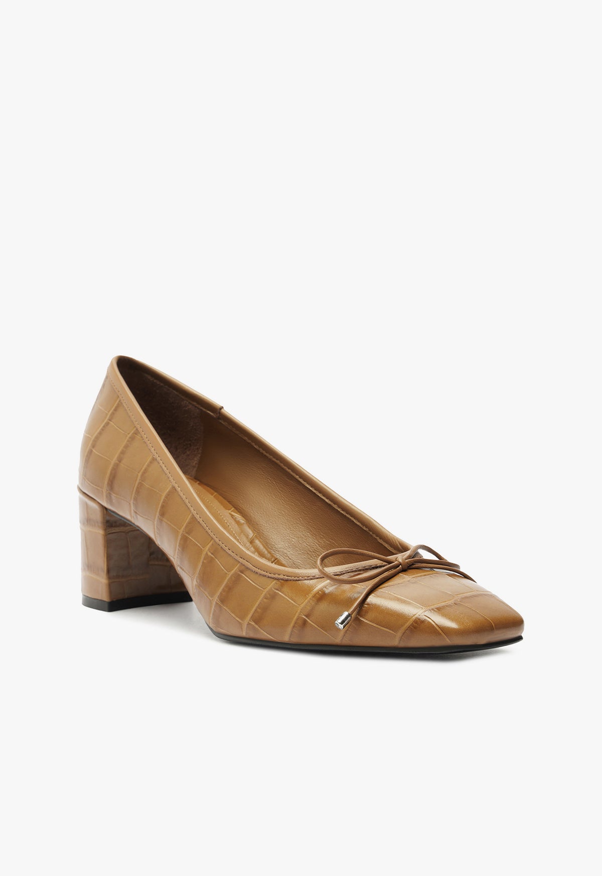 Arissa Crocodile Embossed Leather Pumps - Women's Mid Heel Dress Shoes (3 Inch Heel) for Office, Party & Wedding - Style S2193800080011