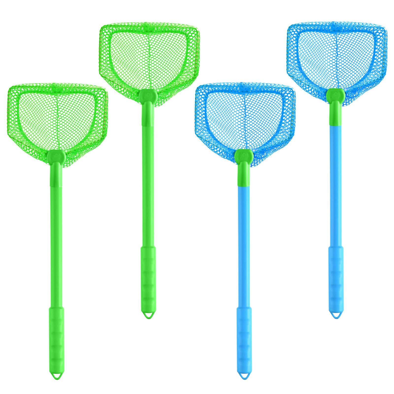 Coopay 4-Piece Kids Fishing Net Set - Butterfly & Bug Catching Nets, Durable Beach Toys for Outdoor Play (Blue & Green) - Perfect for Backyard Adventures, Beach Trips, and Nature Exploration