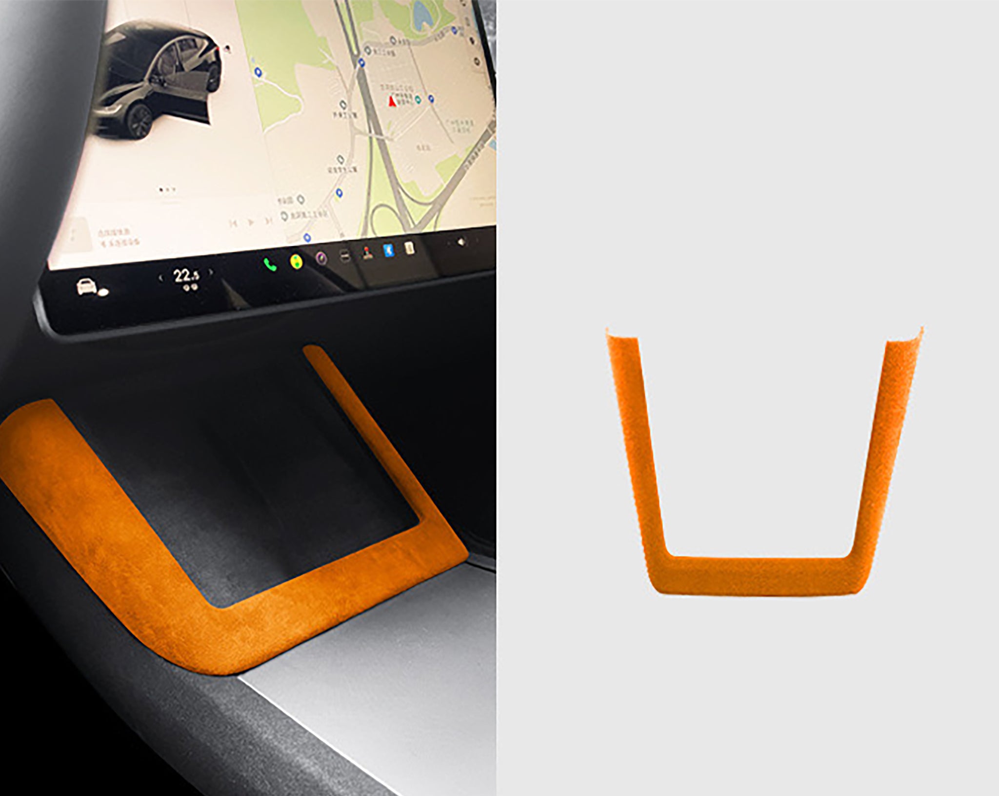 Tesla Alcantara Wireless Charging Pad Frame Cover Compatible with 2024+ Model 3 Highland & 2025+ Model Y Juniper - Premium Car Accessories for Enhanced Interior & Phone Charging Convenience