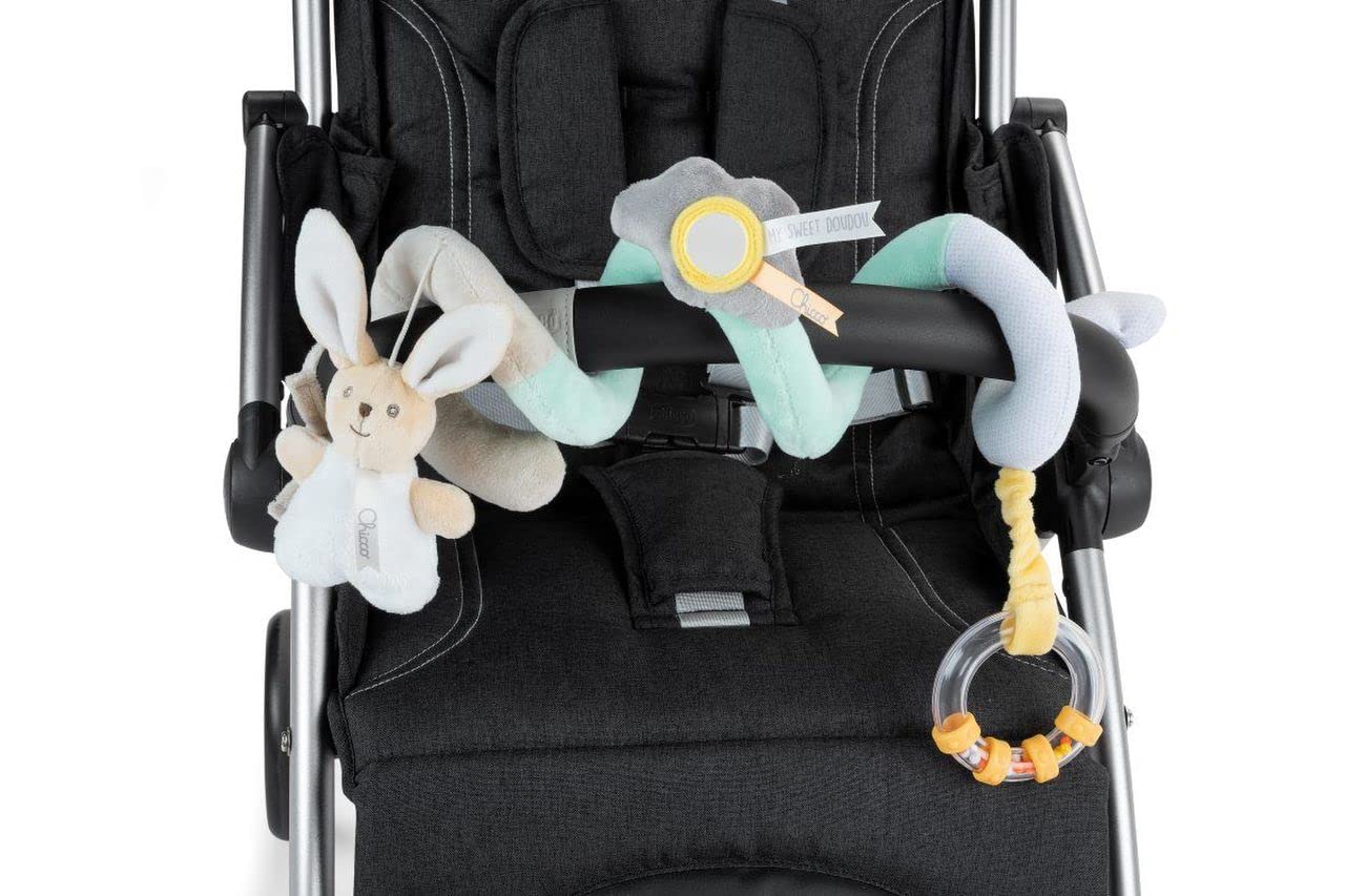 Chicco Sweet Stroller Toy - Soft Pastel Baby Stroller Accessory for Car Seat & Shopping Cart, Dou Dou Plush Doll with Security Bar Attachment | Perfect for On-the-Go Comfort & Infant Entertainment