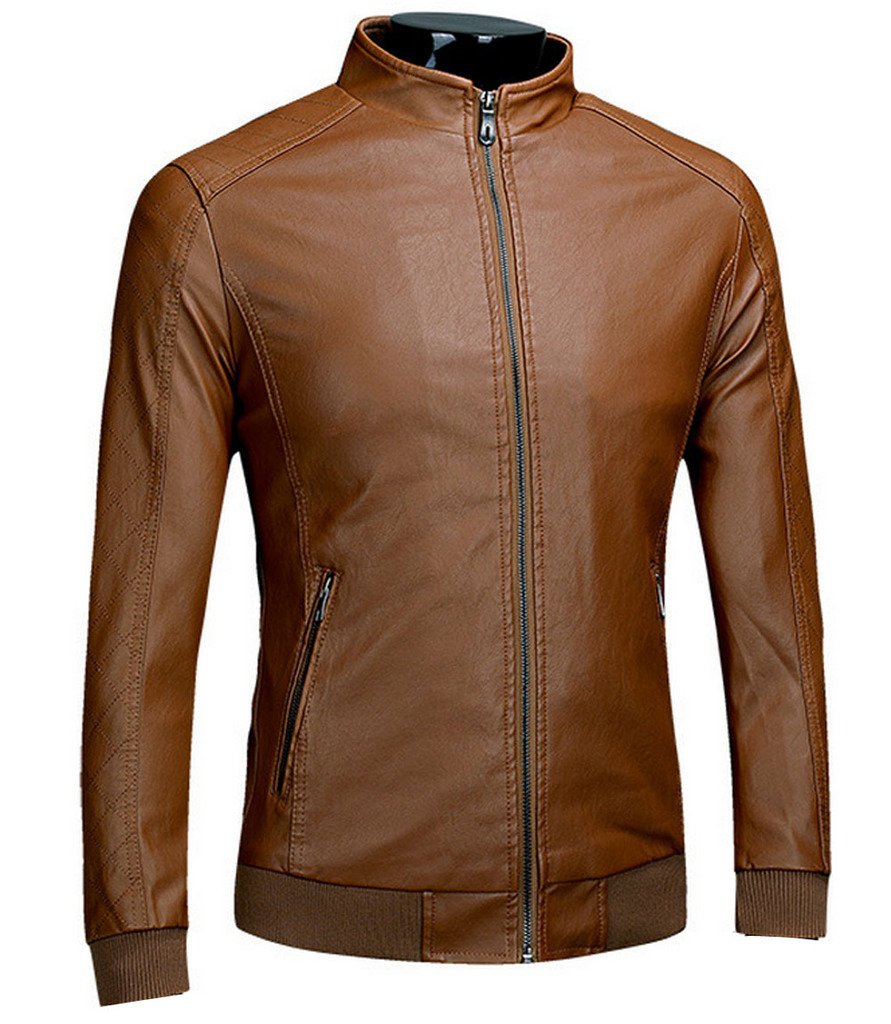 Double Plus Open DPO Men's Faux Leather Winter Fashion Fleece Bomber Jacket - Warm Winter Coat for Casual Outfits & Outdoor Activities