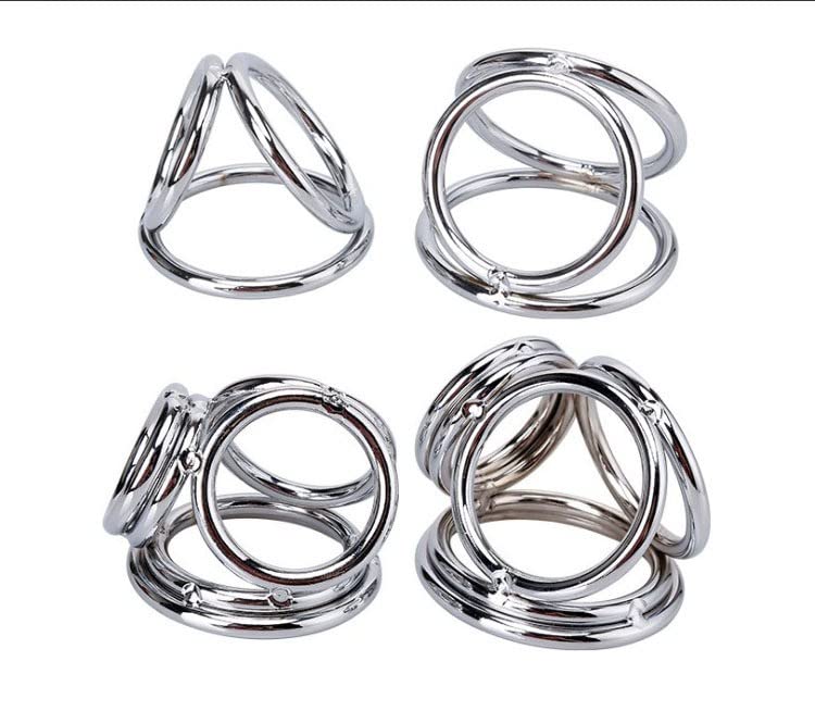 Stainless Steel Cock Ring Set - 4 Piece Penis Rings for Men, Chastity Device with Locking Mechanism, Enhances Stamina & Pleasure for Couples - Perfect for Long-Lasting Intimacy & BDSM Play