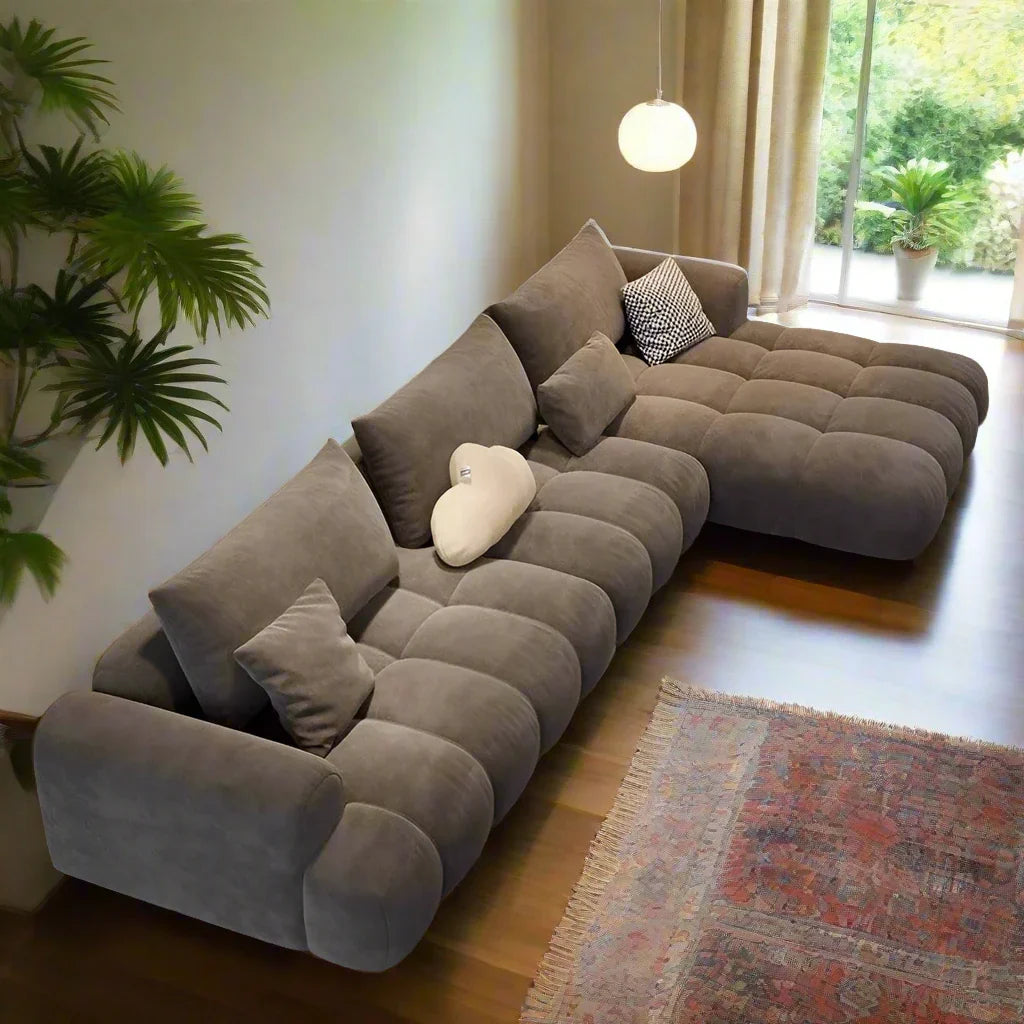 Stretch Puffs Modular Sectional Sofa Set - Modern L-Shaped Couch with Reversible Chaise for Living Room, Family Room & Home Theater