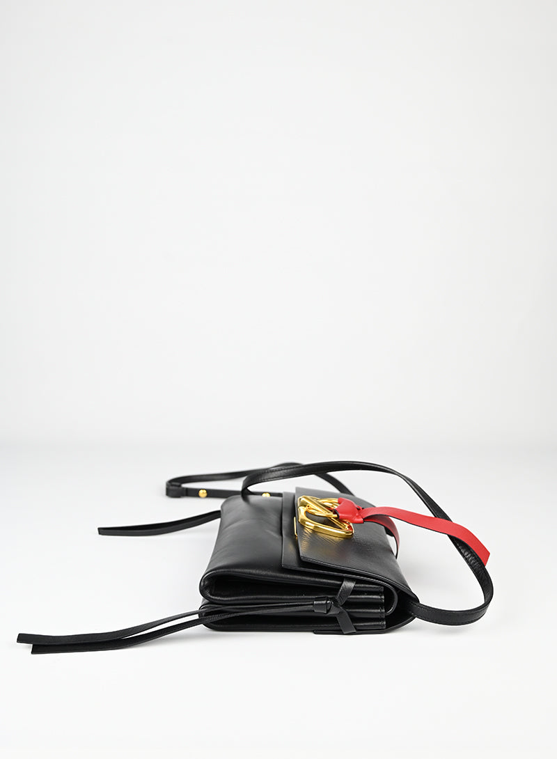 Valentino Black Crossbody Bag with V Logo - Perfect for Everyday Use, Travel & Fashion Accessories