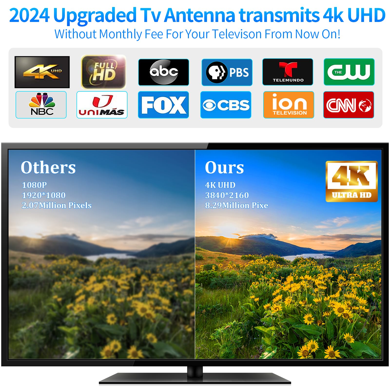2024 Best Digital HD TV Antenna for Smart TV 4K - Outdoor Over-the-Air HDTV Antenna with Amplifier, Signal Booster & 52FT Coax Cable/AC Adapter - Perfect for Cord-Cutting, Home Theater & Local Channel Reception
