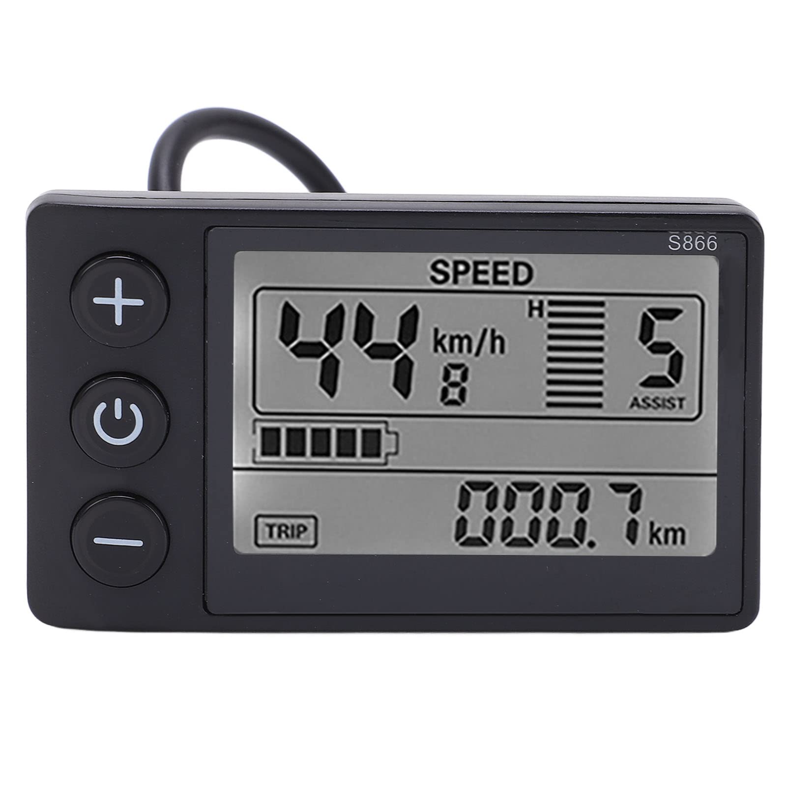 Electric Bike LCD Display - 5 Pin 24V/36V/48V S866 Waterproof LCD Panel for E-Bike & Scooter Upgrades - Speed, Battery & Performance Meter for Commuting & Outdoor Riding