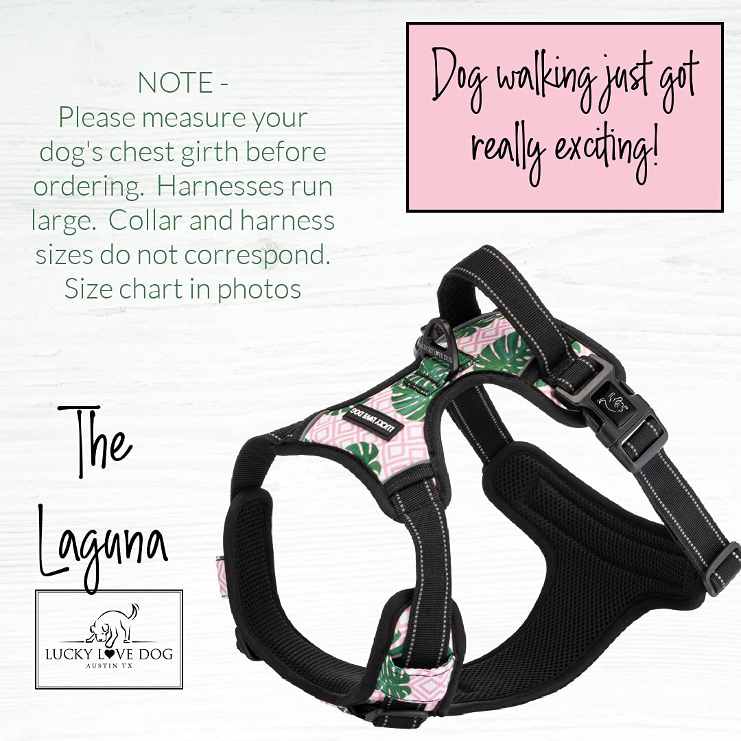 **Lucky Love Dog Harness - Adjustable No-Pull Vivid Pink Tropical Pet Harness for Small Dogs, Easy Walk & Comfortable Fit (Small, Laguna Harness) - Perfect for Daily Walks, Beach Trips & Outdoor Adventures**