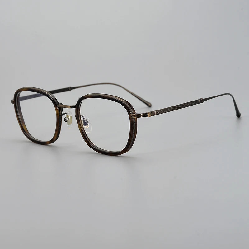 Stylish Black Unisex Square Titanium Acetate Eyeglasses Frame 95910 - Lightweight & Durable for Work, Reading & Fashion Accessories