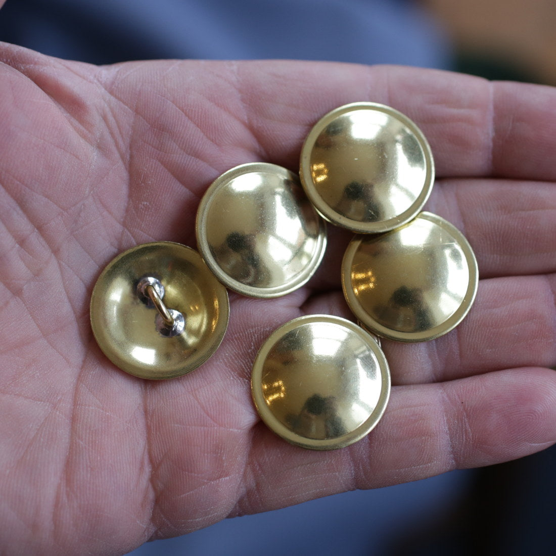High-Quality Brass Buttons - Large & Small Size 5-Pack for Sewing, Crafts & DIY Clothing Projects