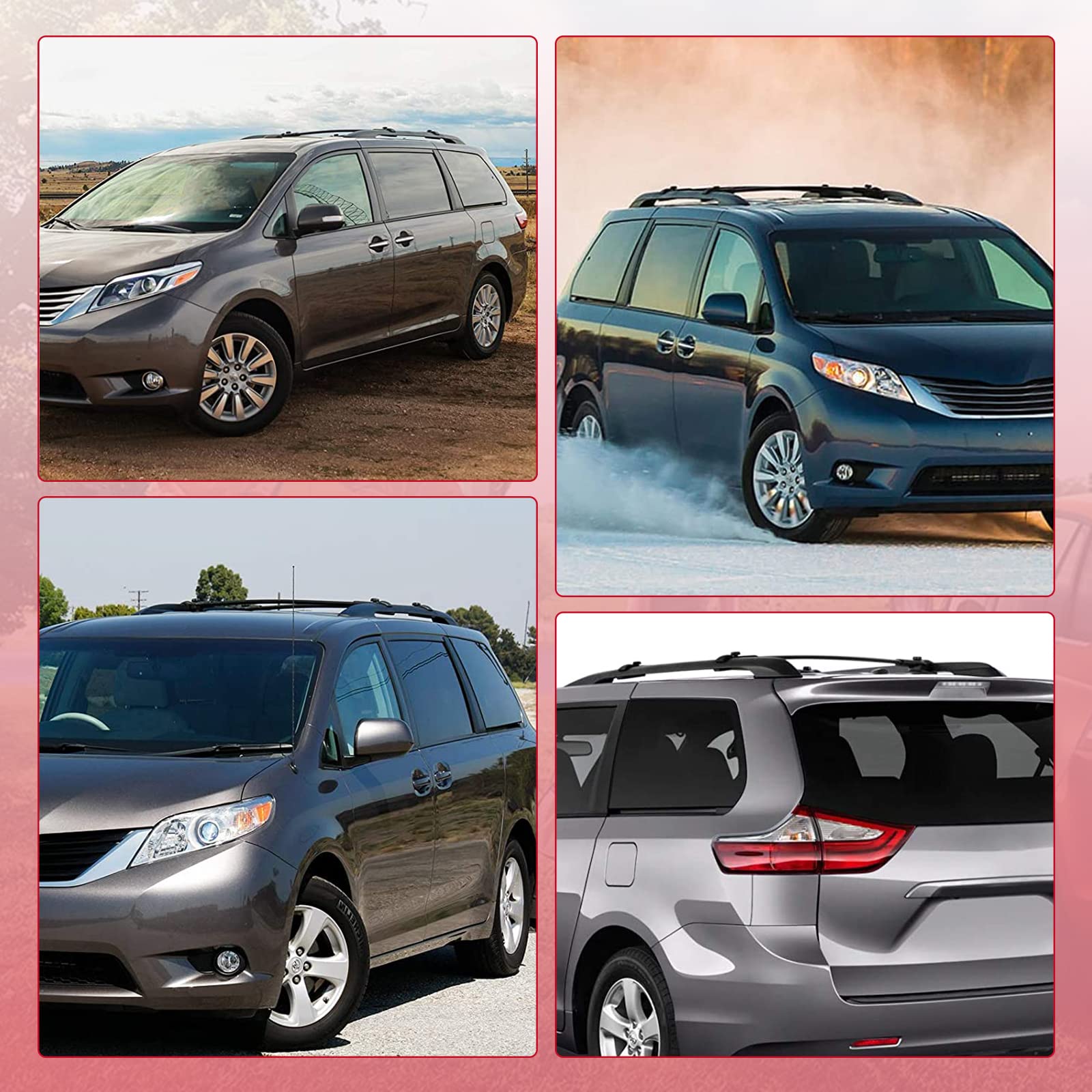 ALAVENTE Roof Rack Cross Bars for Toyota Sienna 2011-2020 | Heavy Duty 150 lbs Capacity | Replacement Luggage Rails with Top Side Rail | Perfect for Road Trips, Camping & Outdoor Adventures