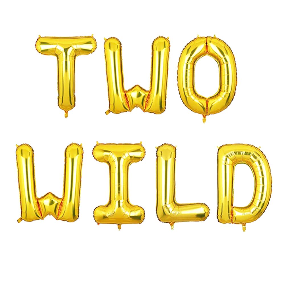 Gold Two Wild Balloons Banner - Jungle Safari 2nd Birthday Party Decorations for Boys & Girls | Jungle Theme Party Supplies for 2 Year Old Birthday Celebration | Perfect for Baby Showers, First Birthdays & Safari Themed Events