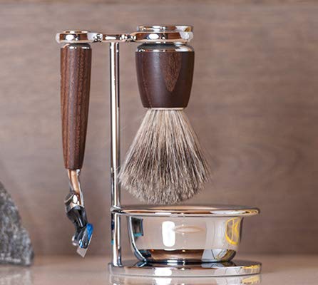 Premium MÜHLE RYTMO Modern 4-Piece Black Fiber Shaving Brush & 5-Blade Razor Set - Luxury Wet Shaving Kit for Men, Perfect Gift for Father's Day & Travel Grooming Essentials