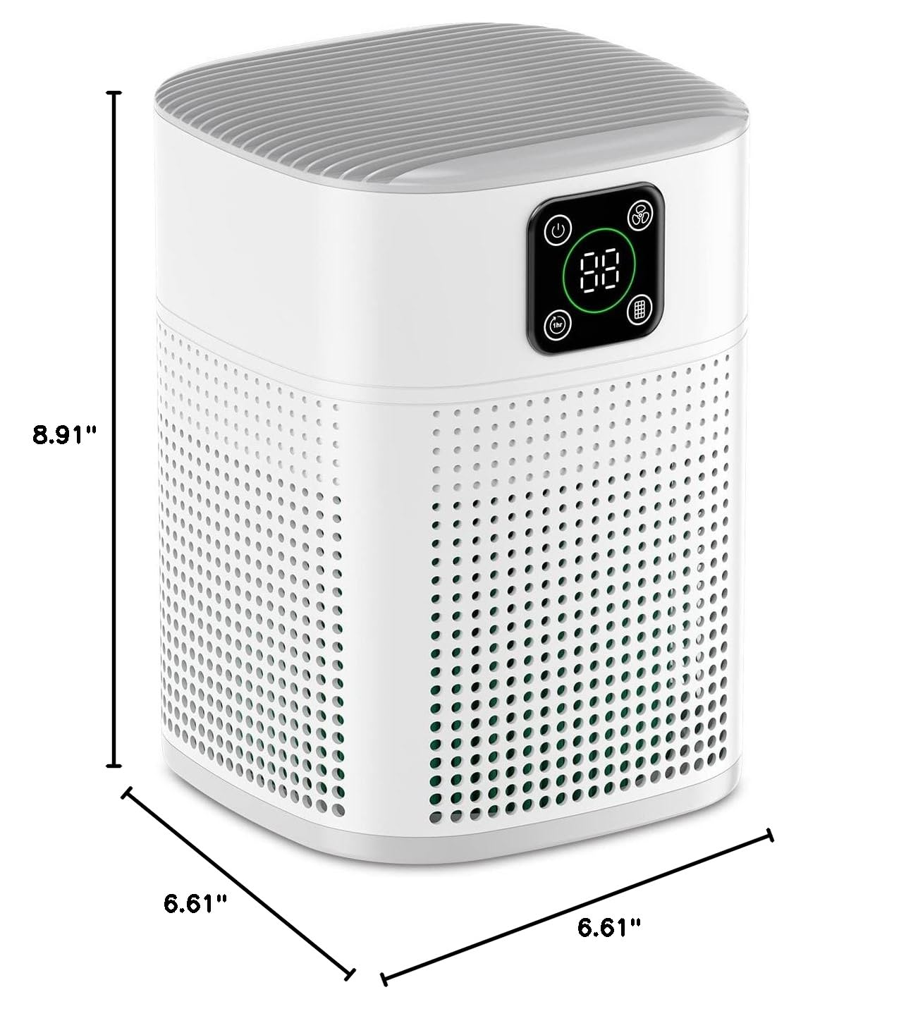 Honeyuan H13 True HEPA Air Purifier for Bedroom & Large Rooms up to 600 sqft - 360° Air Intake, 3 Fan Speeds, 3-Stage Filtration System - White - Perfect for Allergies, Pet Dander & Smoke Removal in Home & Office