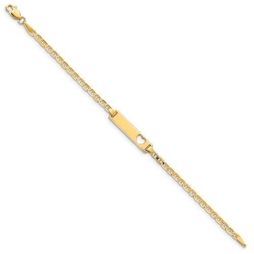 14K Yellow Gold Anchor Link Child ID Bracelet - Stylish & Secure Kids Jewelry for Everyday Wear & Special Occasions