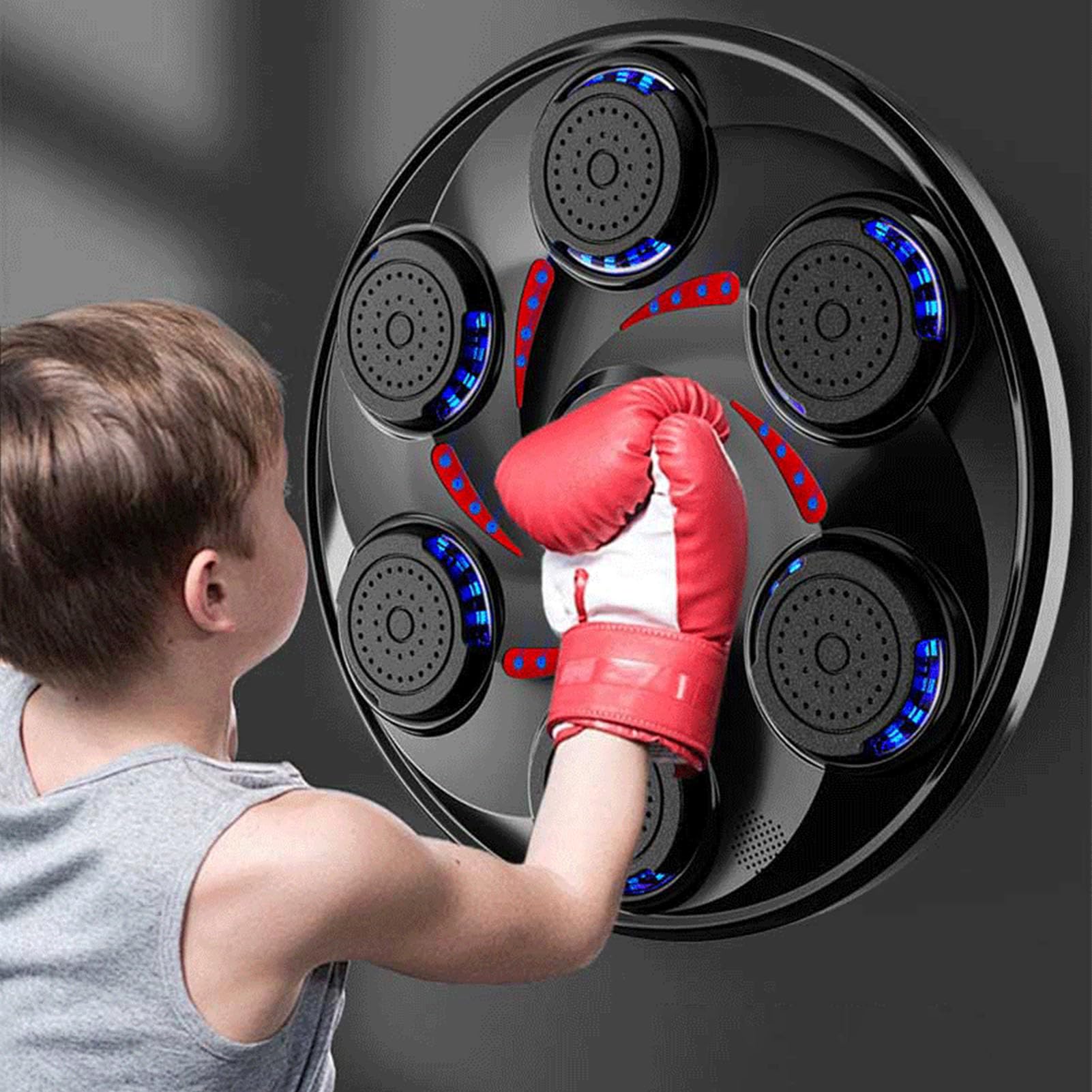 Yoidesu Smart Bluetooth Music Boxing Trainer with LED Electronic Target - Wall Mounted Punching Equipment for Home Gym, Includes Boxing Gloves - Perfect for Fitness Training, Stress Relief & Cardio Workouts