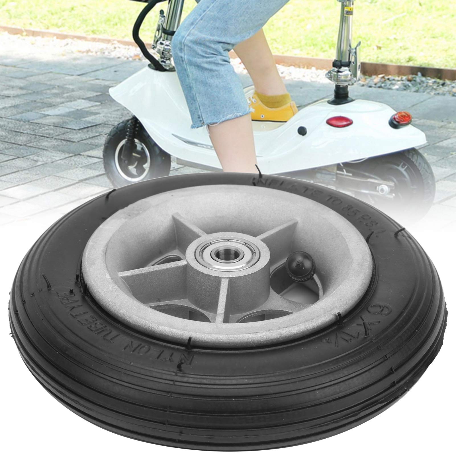 Vbestlife 6-Inch Electric Scooter Replacement Tire with Wheel Hub - Durable Pneumatic Rubber Tire Set for E-Scooters - Perfect for Commuting, Urban Travel & Outdoor Adventures