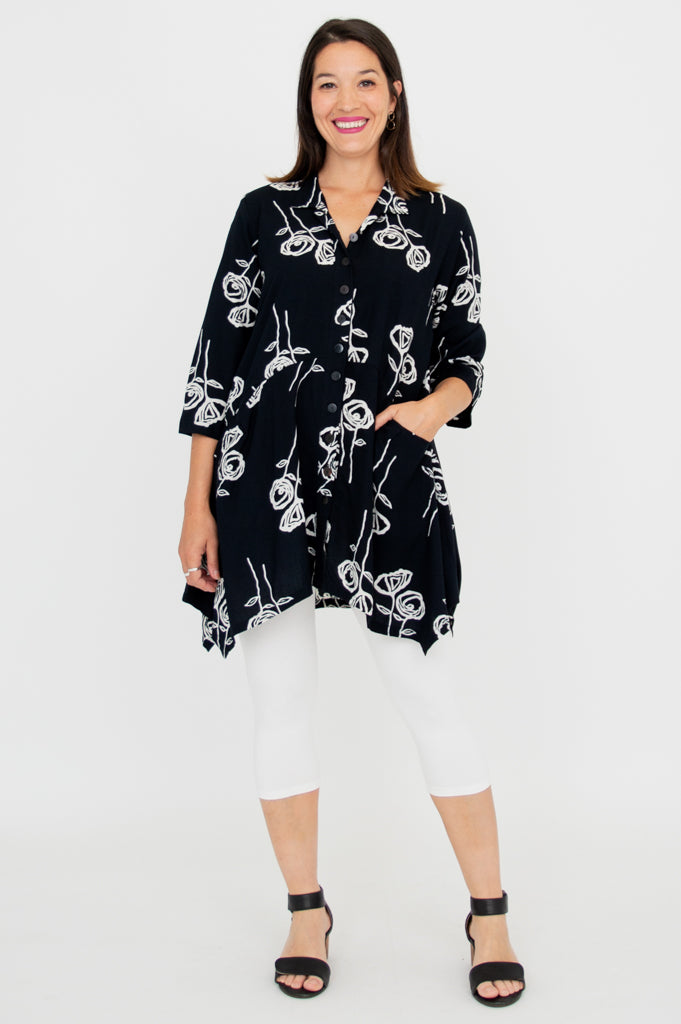 Laney Tunic Top - Floral Print Women's Blouse for Casual Wear, Office & Date Night Outfits