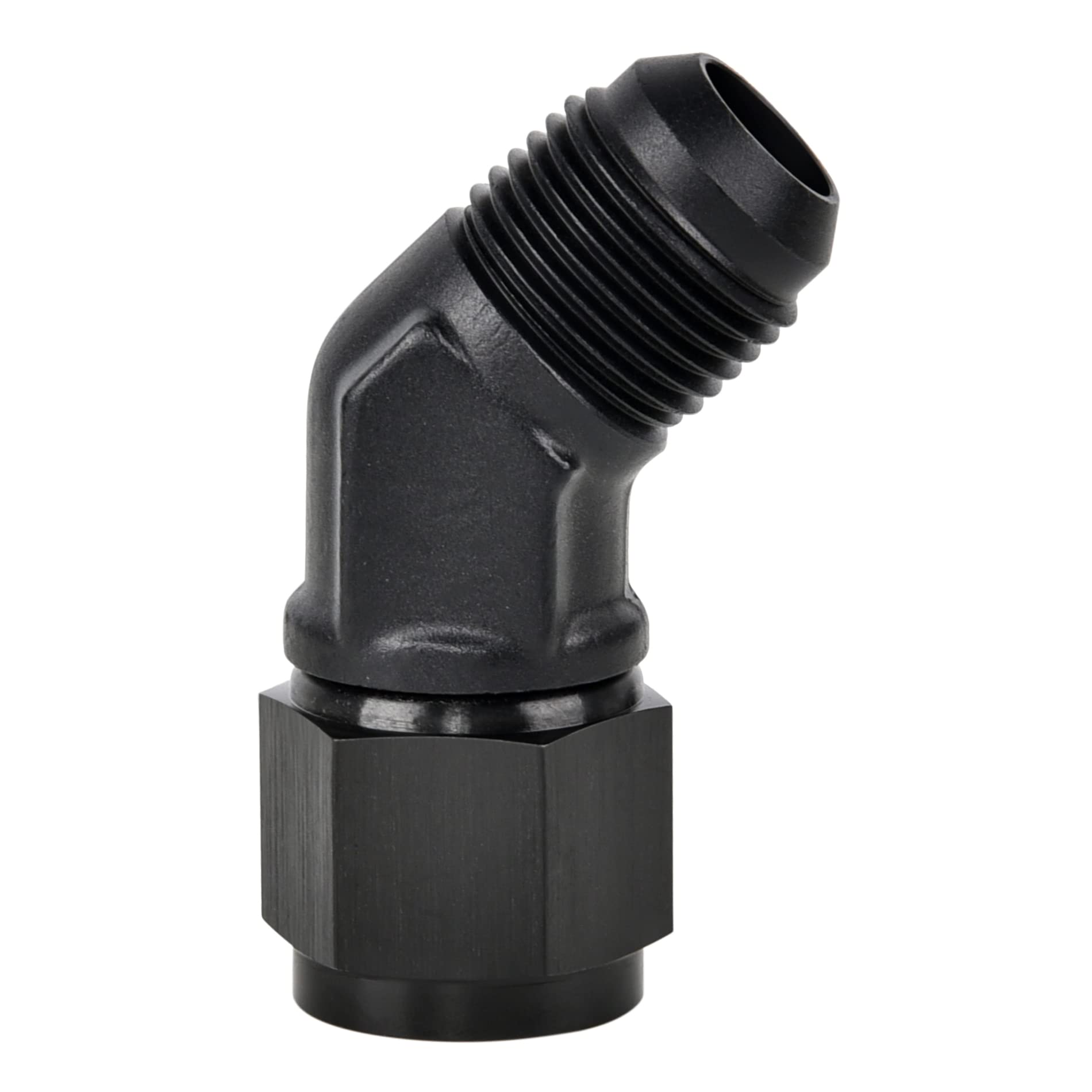 EVIL ENERGY AN Female to AN Male Flare Swivel Fitting Adapter - High Performance Aluminum Black AN Fitting for Fuel, Oil & Hydraulic Lines - Perfect for Automotive, Racing & Industrial Applications