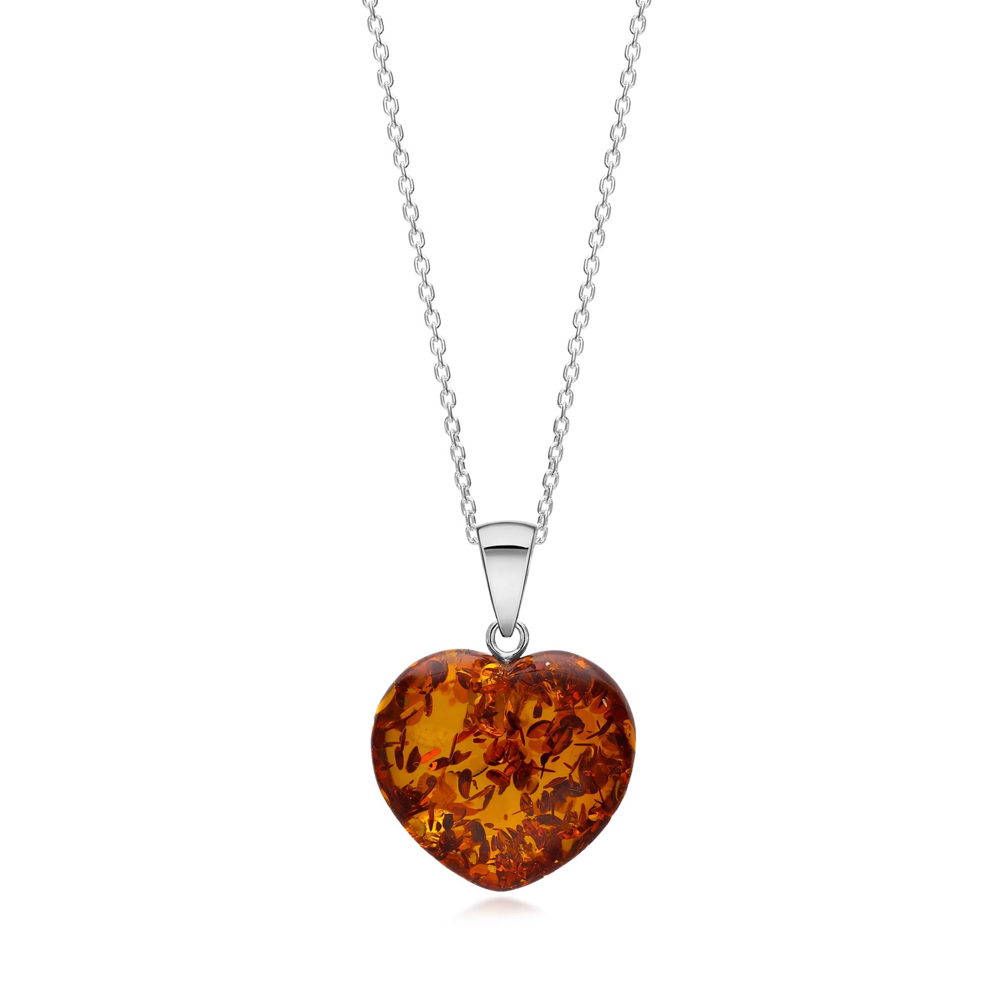 Natural Amber Free Form Curved Heart Pendant Necklace - Handcrafted Baltic Amber Jewelry for Women - Perfect for Valentine's Day Gifts & Boho Fashion Accessories