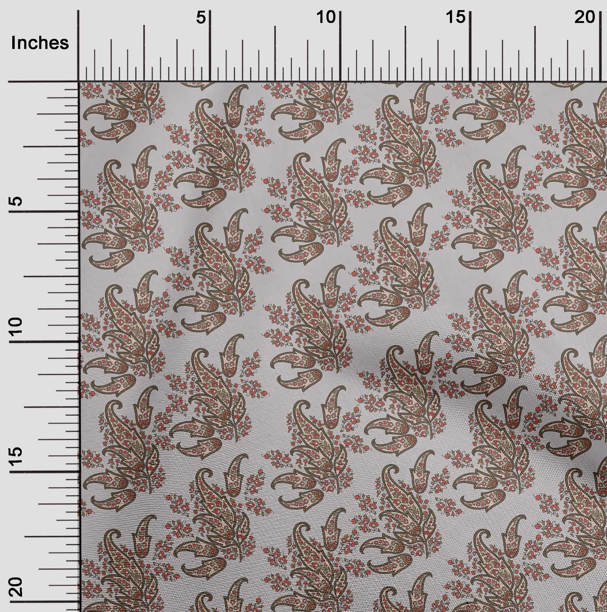 oneOone Polyester Spandex Gray Paisley Print Fabric - 56 Inch Wide Sewing Material for DIY Clothing, Dresses & Home Decor | Soft Stretch Fabric by The Yard for Sewing Projects & Crafting