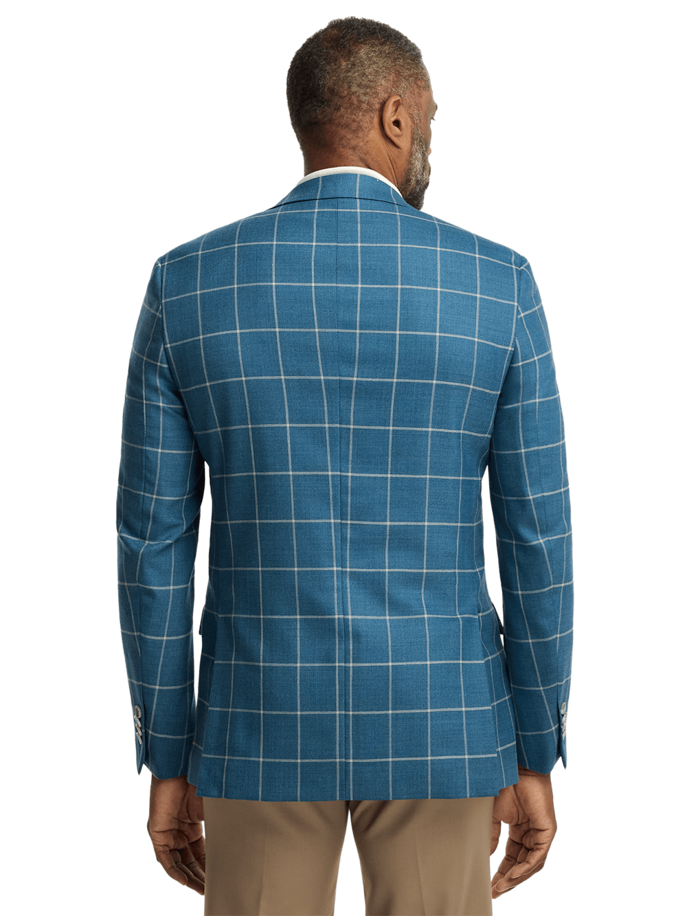 Premium Wool Windowpane Single Breasted Peak Lapel Blazer - Teal Blue | Formal Business Suit Jacket for Men | Perfect for Office, Weddings & Special Occasions