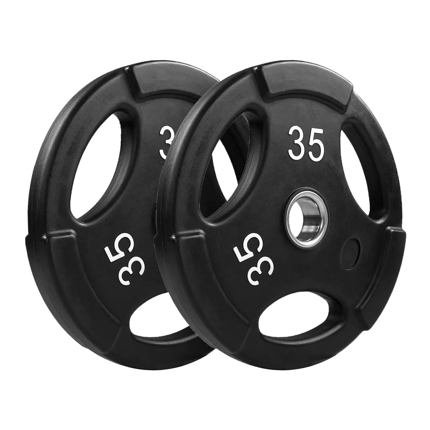 NEXO Commercial Urethane Grip 35lb Olympic Weight Plates Pair - 2 Inch Center for Strength Training, CrossFit & Home Gym Workouts | Durable Rubber Coated for Gym, Fitness Studio & Weightlifting