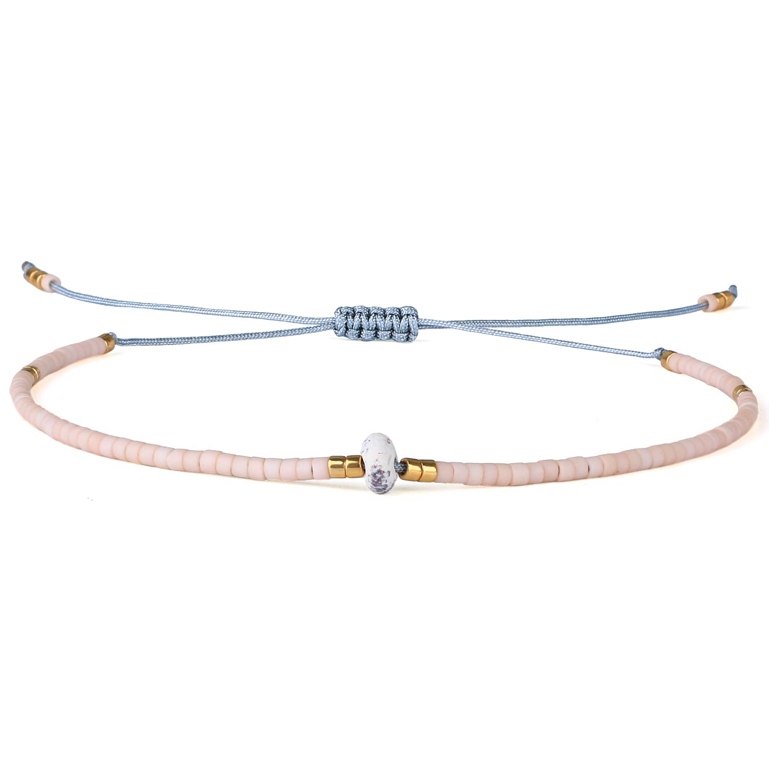 KELITCH Agate Seed Beads Friendship Bracelets for Women - Thin Boho Beaded Bracelet Set, Natural Stone Jewelry for Daily Wear, Beach Vacation & Gift Giving