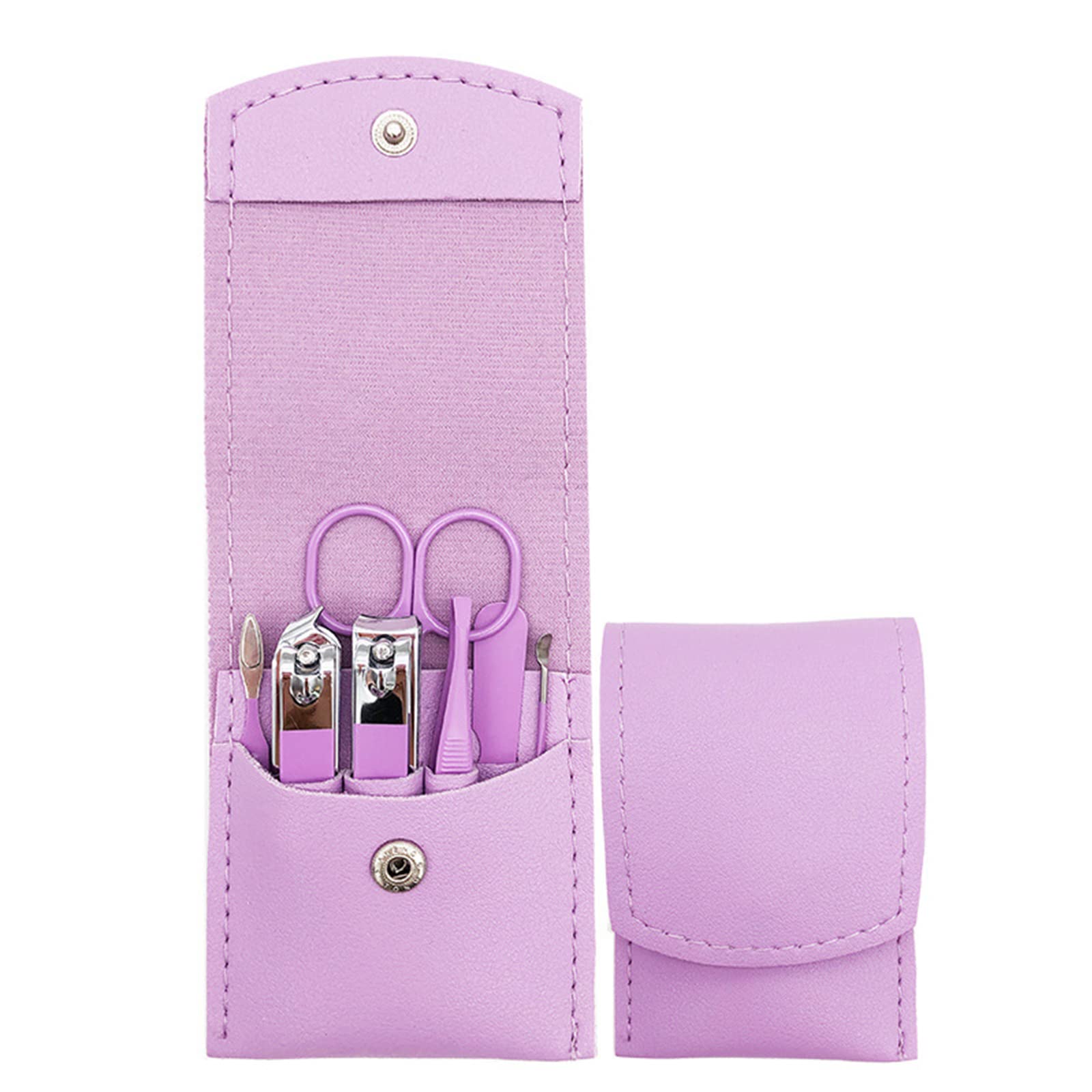 7PCS Professional Nail Clipper Set - Stainless Steel Manicure & Pedicure Kit with Purple PU Leather Case - Perfect for Home, Travel & Salon Use